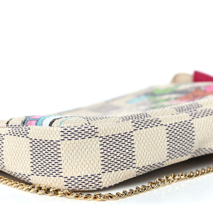 Louis Vuitton Damier Azur 2021 Christmas Animation Hollywood Mini Pochette Accessories Fuchsia 8 of 10