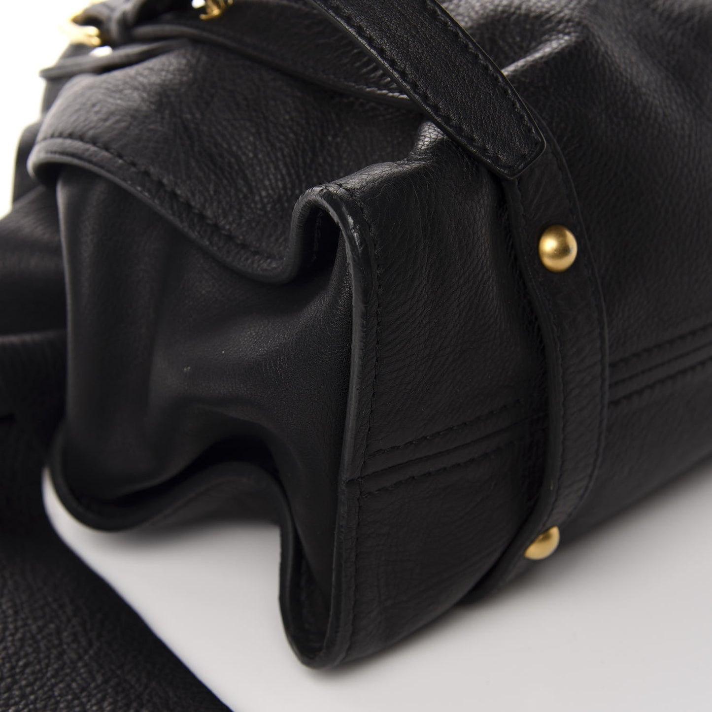 Vitello Drawstring Bow Satchel Black