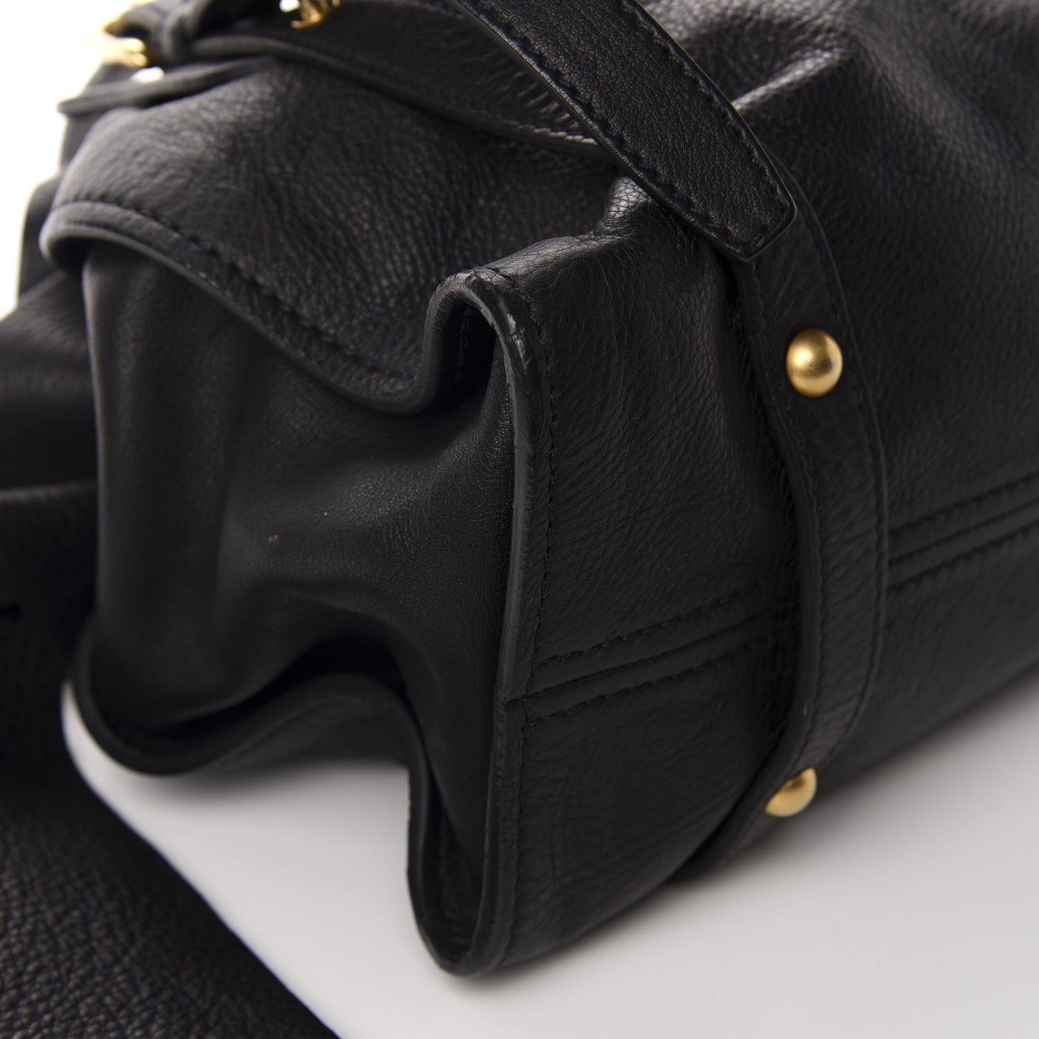 Miu Miu Vitello Drawstring Bow Satchel Black 6 of 11