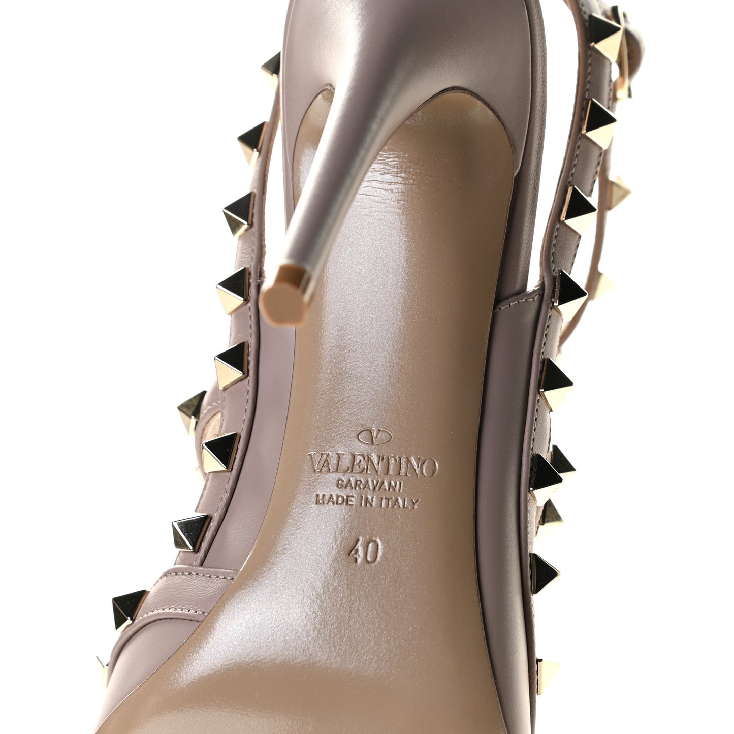 Nappa Rockstud Ankle Strap Pumps 40 Poudre