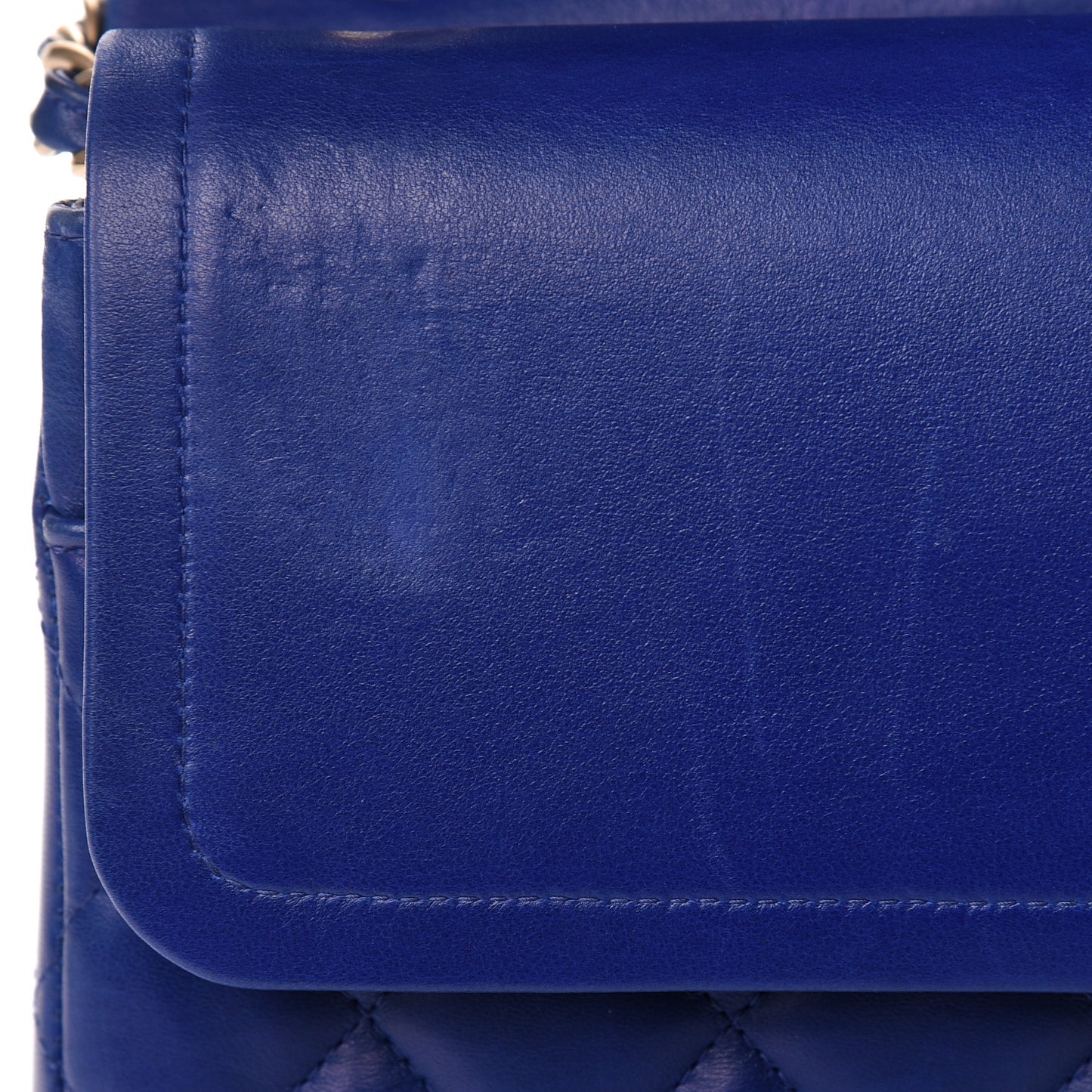 Lambskin Quilted Jumbo Double Flap Blue