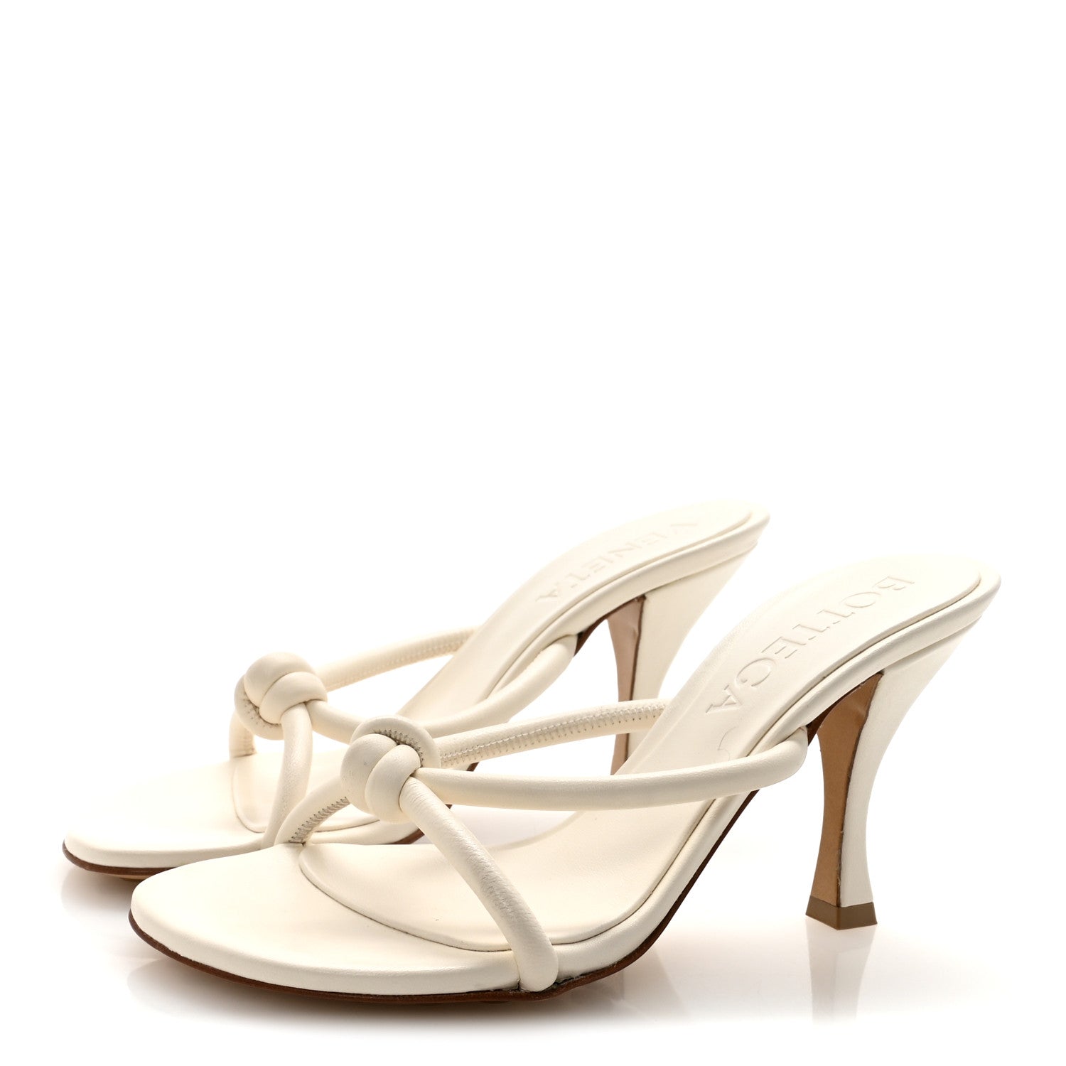 Bottega Veneta Lambskin Blink Knot Mule Sandals 35.5 White 1836256