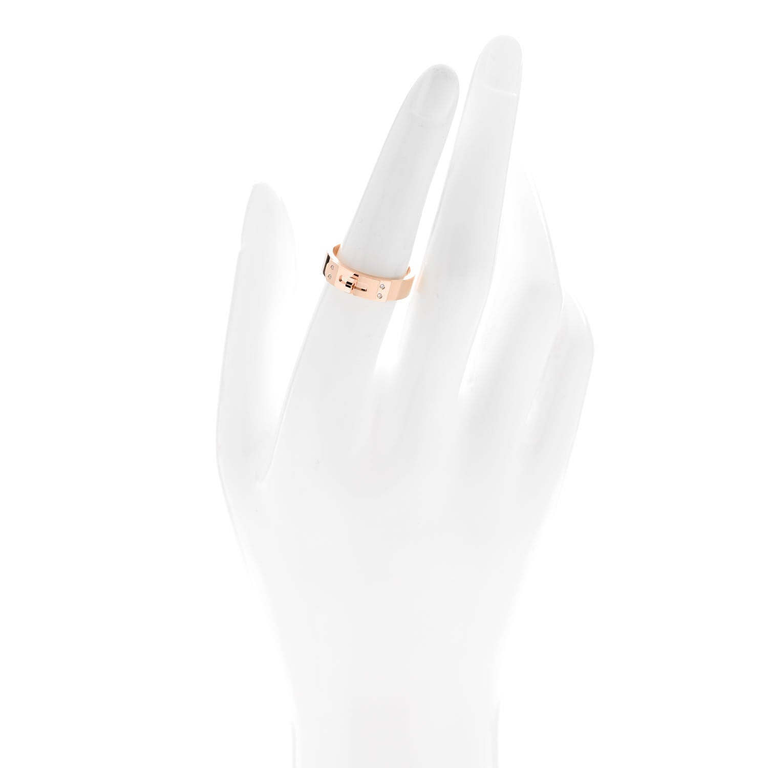 Hermes 18K Rose Gold Diamond PM Kelly Ring 54 6.75 2 of 5