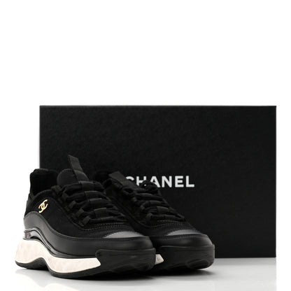 Chanel Velvet Calfskin Mixed Fibers CC Sneakers 37 Black 16 of 16