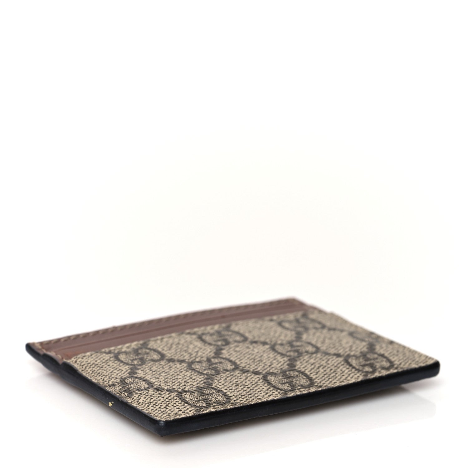 Gucci GG Supreme Monogram Calfskin Card Holder Beige Ebony Cuir 4 of 11
