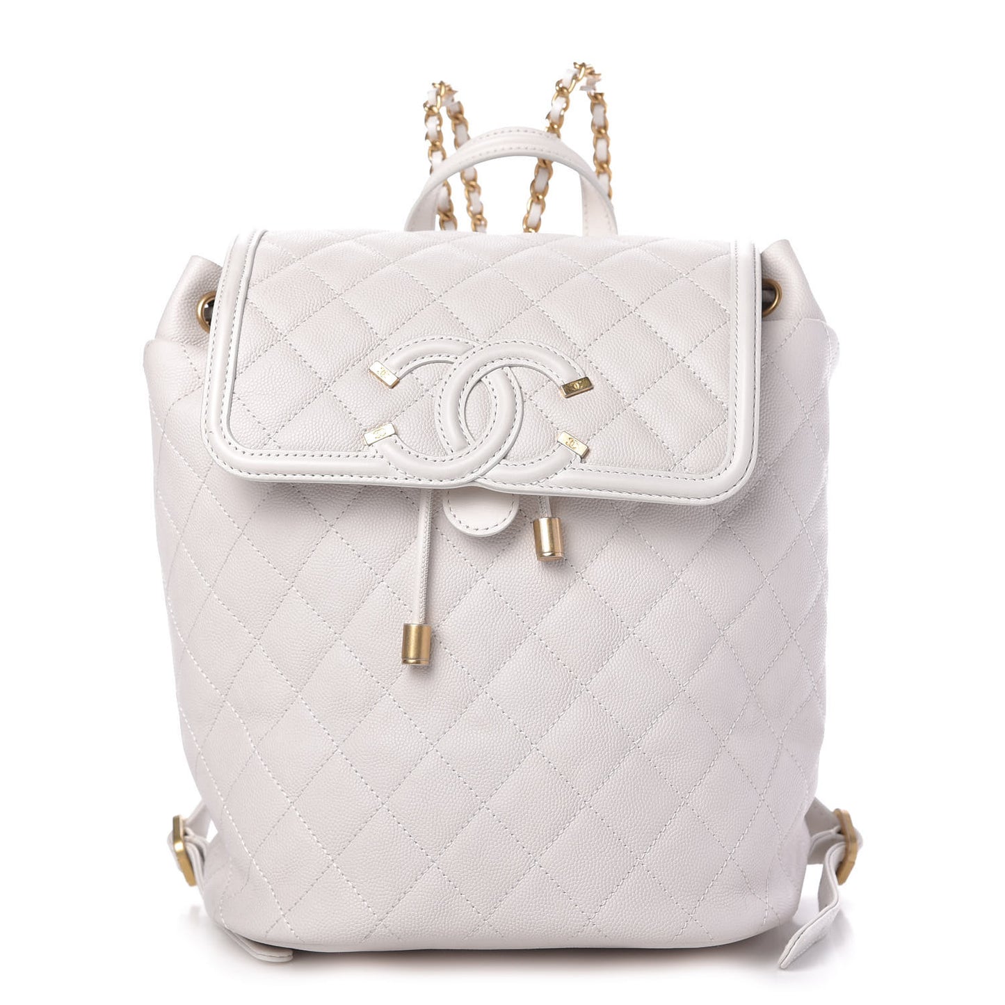 Caviar Quilted Filigree Backpack White