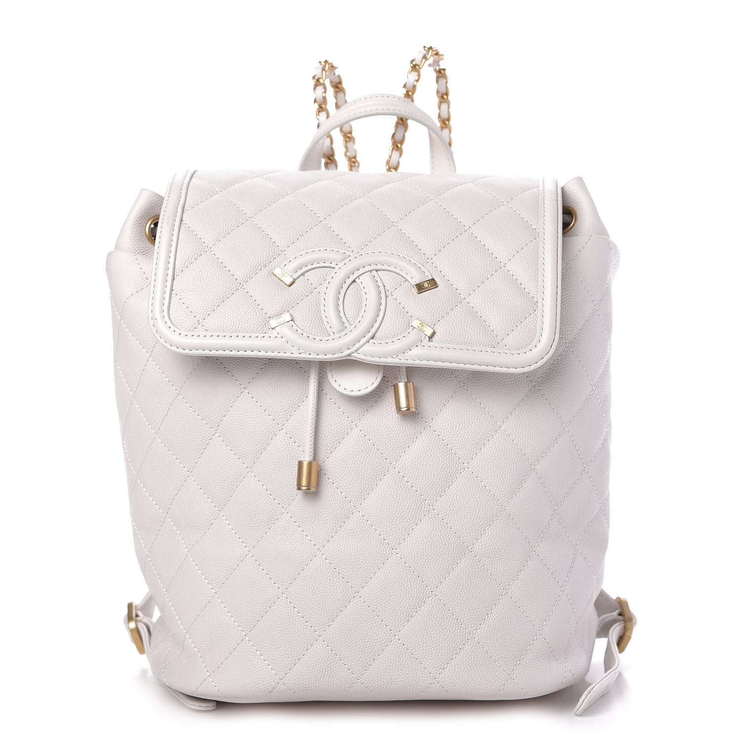 Chanel Caviar Quilted Filigree Backpack White 1 of 10