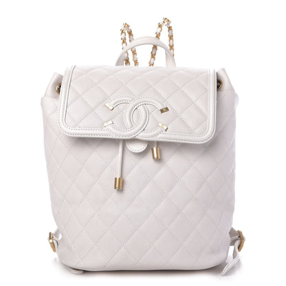 Chanel Caviar Quilted Filigree Backpack White 1 of 10