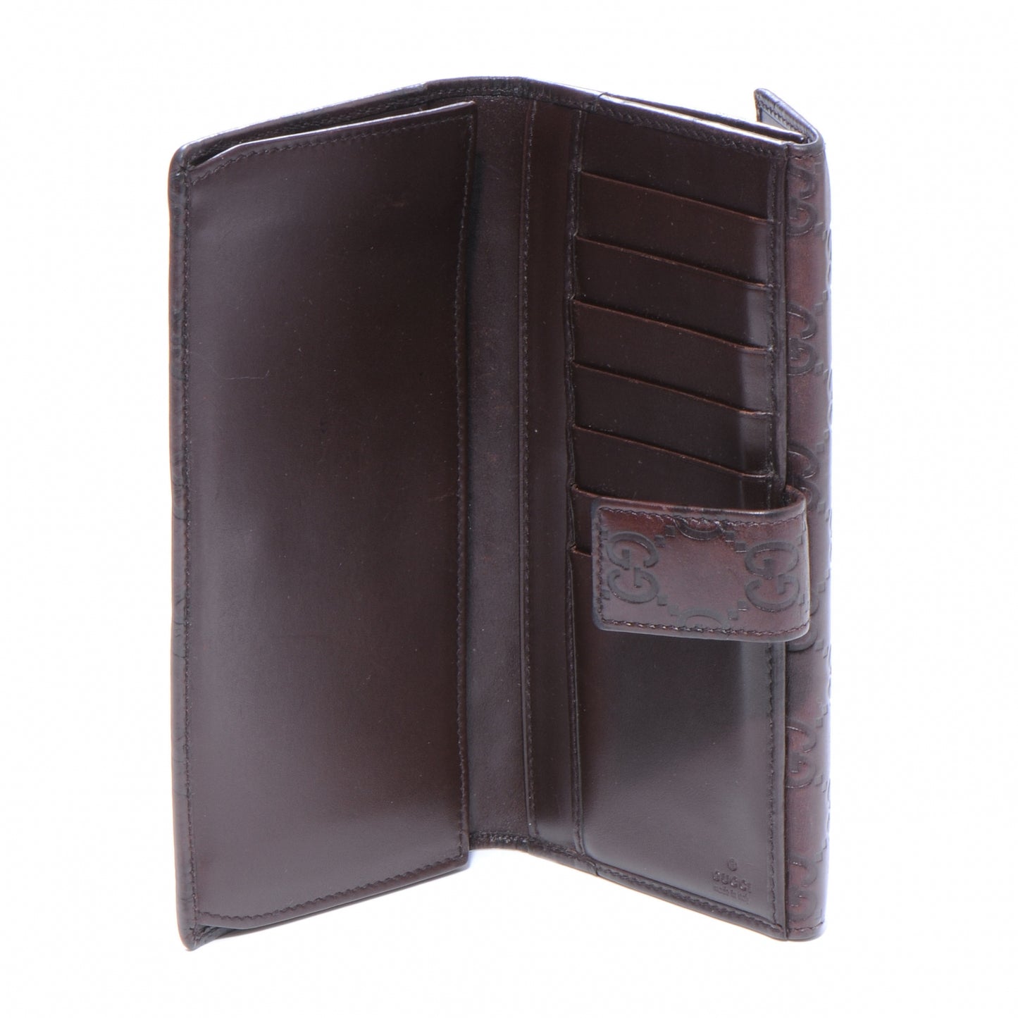 Guccissima Margaux Calfskin Metal Bar Continental Flap Wallet Chocolate