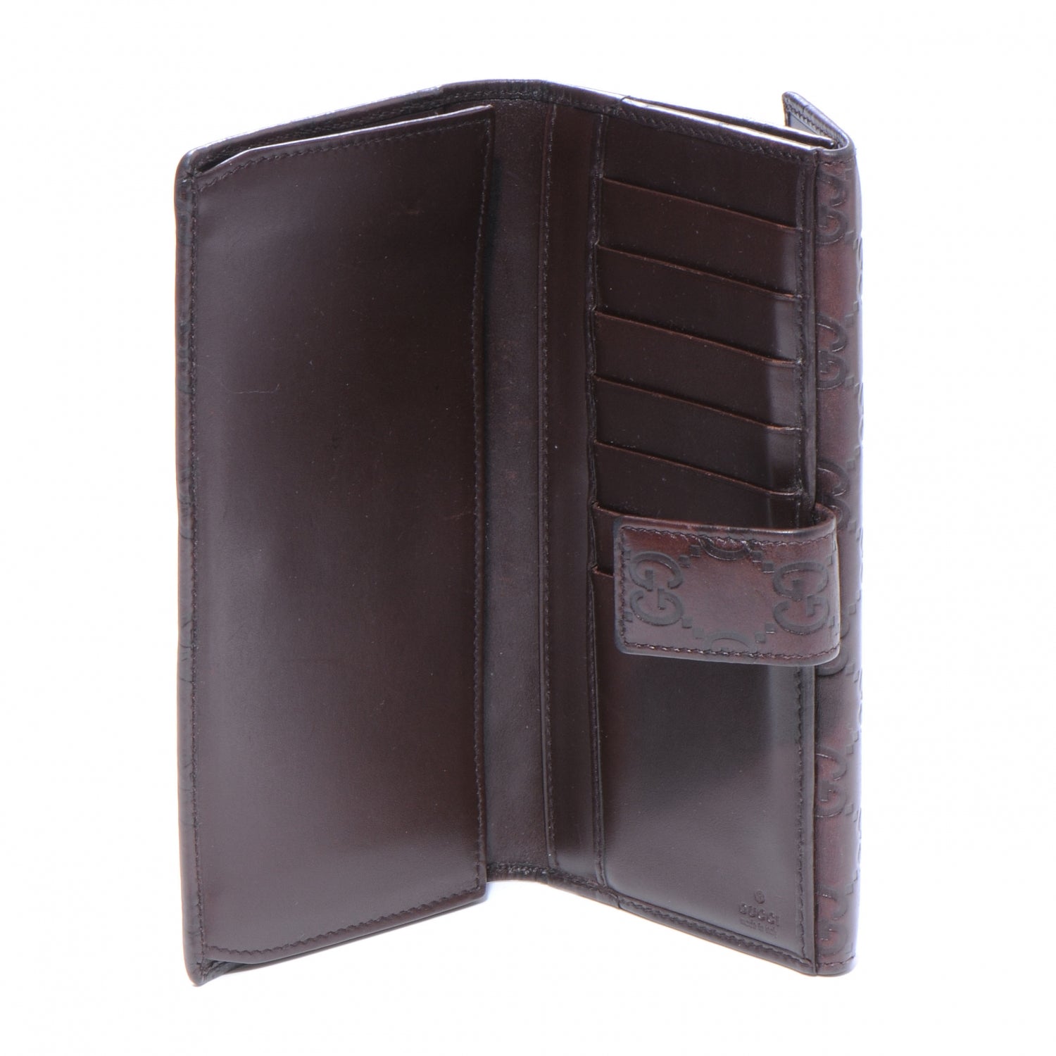 Gucci Guccissima Margaux Calfskin Metal Bar Continental Flap Wallet Chocolate 4 of 6