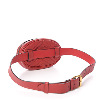 Gucci Calfskin Matelasse GG Marmont Belt Bag 85 34 Hibiscus Red 3 of 12