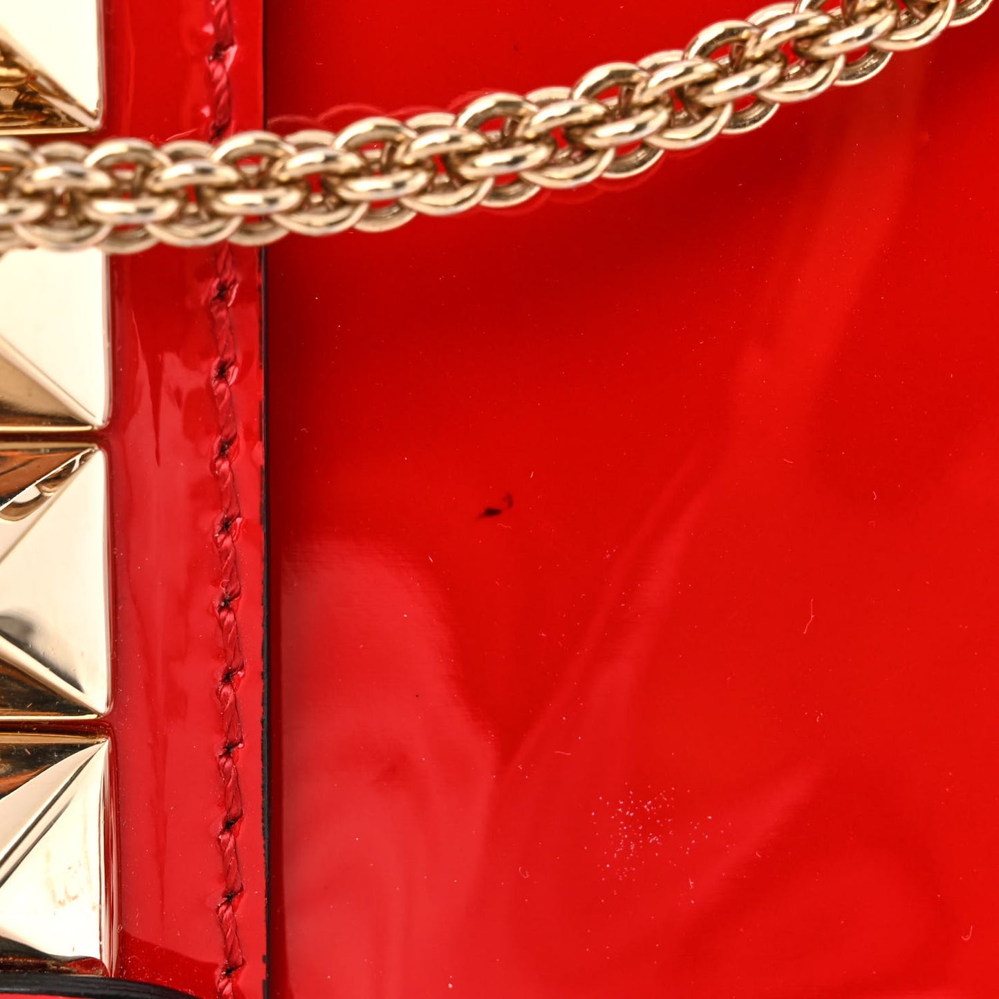 Patent Large Glam Lock Rockstud Flap Red