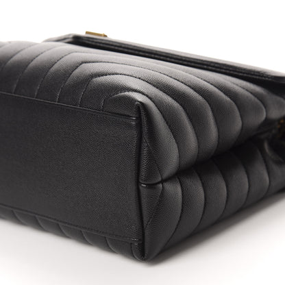 Saint Laurent Grain de Poudre Calfskin Y Quilted Monogram Medium Loulou Chain Satchel Black 7 of 11