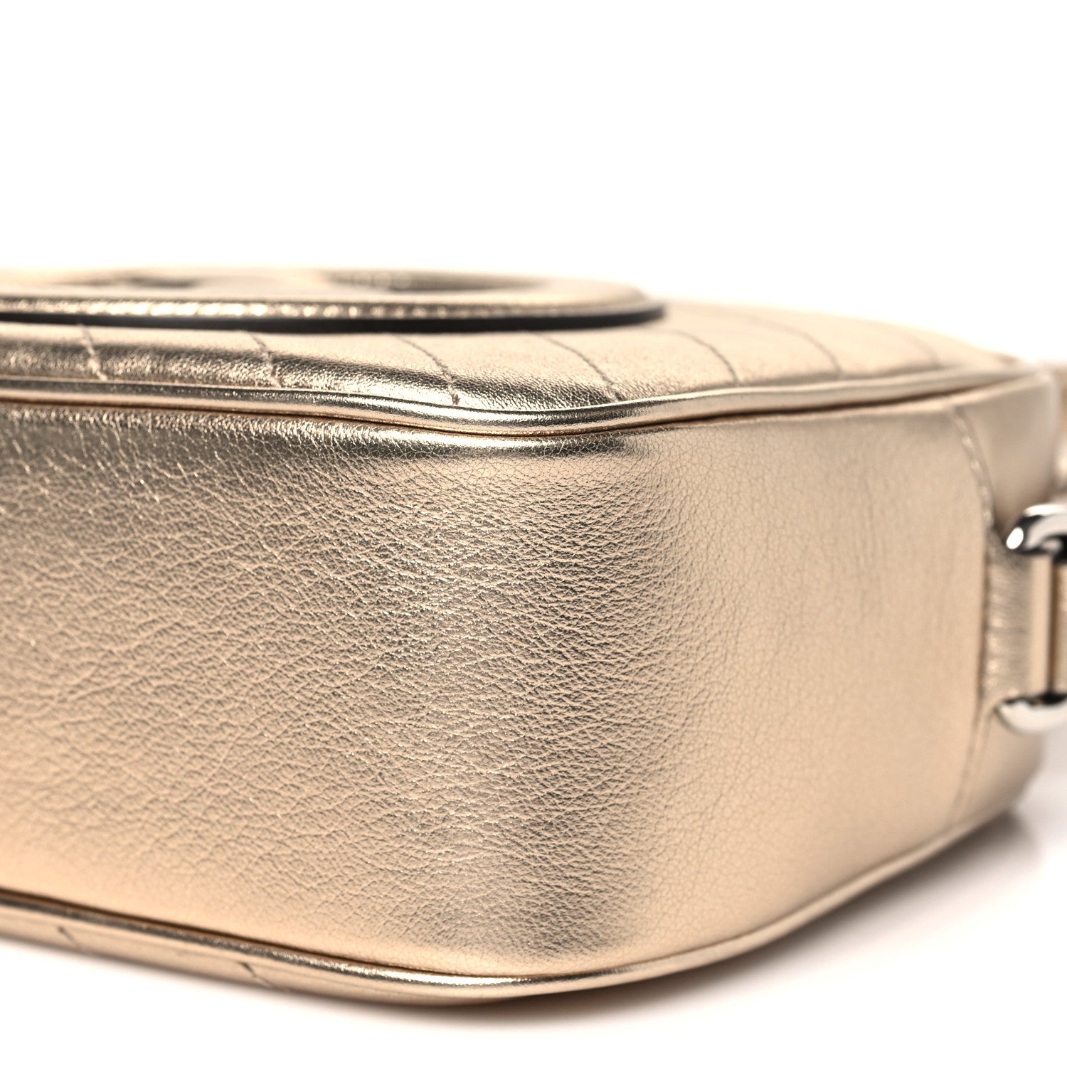 Gucci Metallic Sakai Be Green Calfskin Diagonal Stitched Small Blondie Shoulder Bag Golden Beige 9 of 9