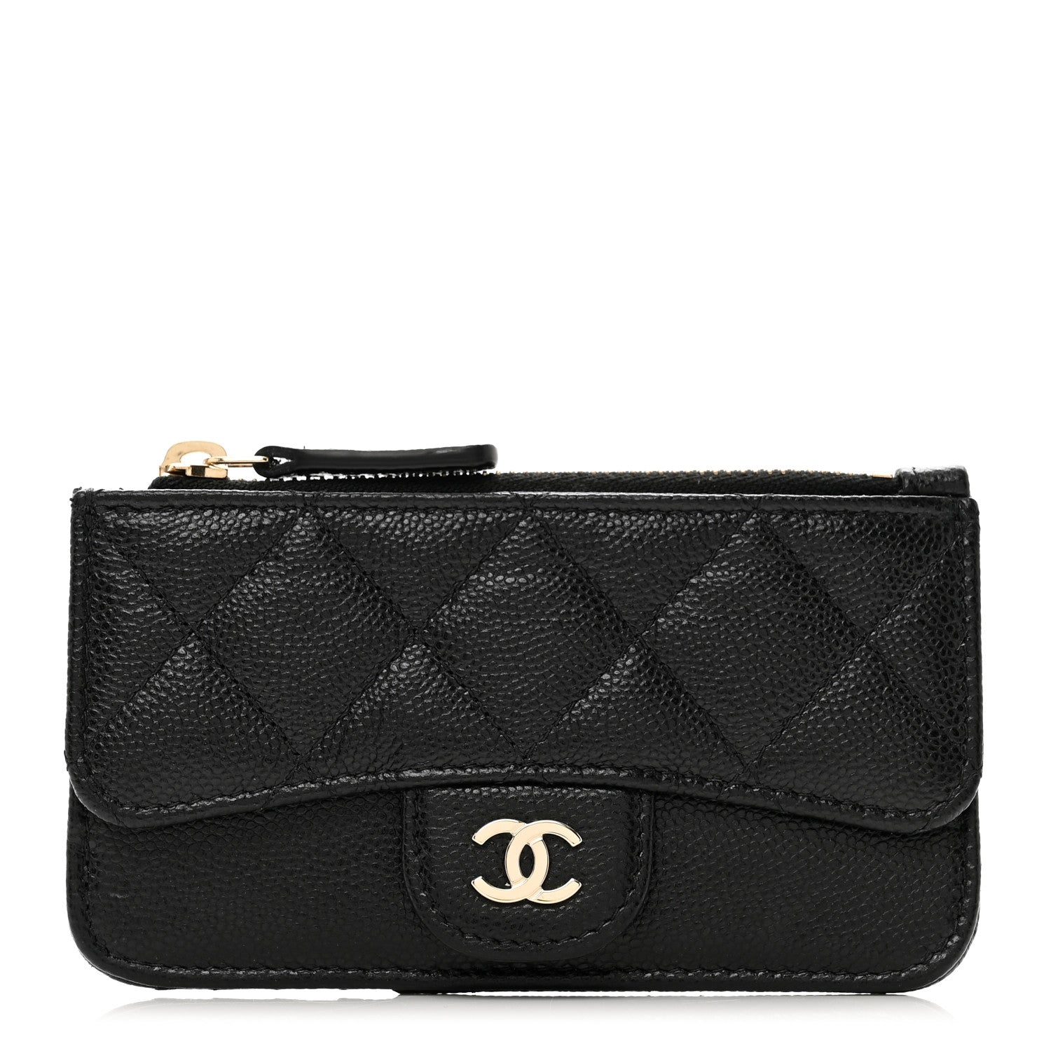 Chanel Caviar Quilted Flap Zip Card Holder Black 1 of 8