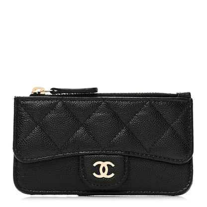 Chanel Caviar Quilted Flap Zip Card Holder Black 1 of 8