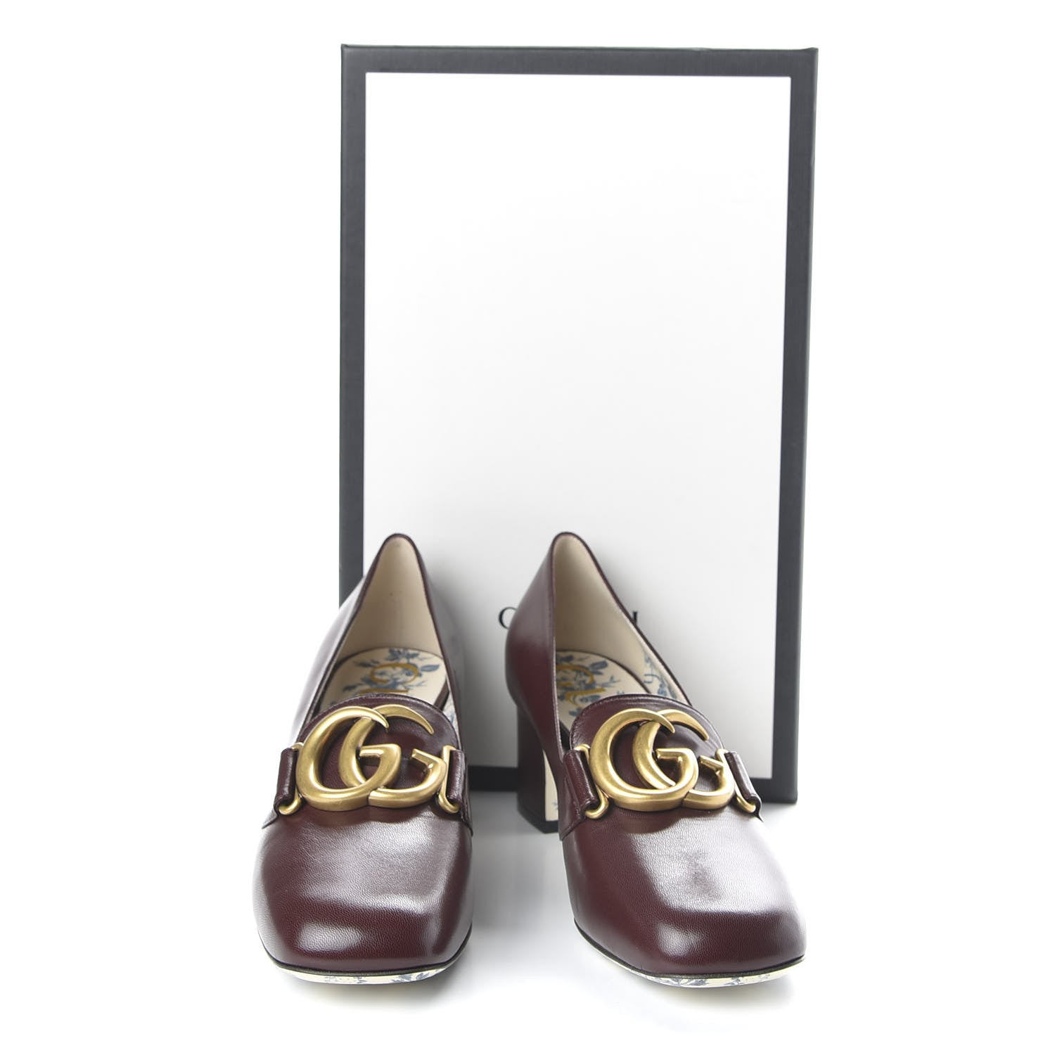 Gucci Malaga Kid GG Victoire 55mm Loafer Pumps 37.5 Vintage Bordeaux 10 of 10