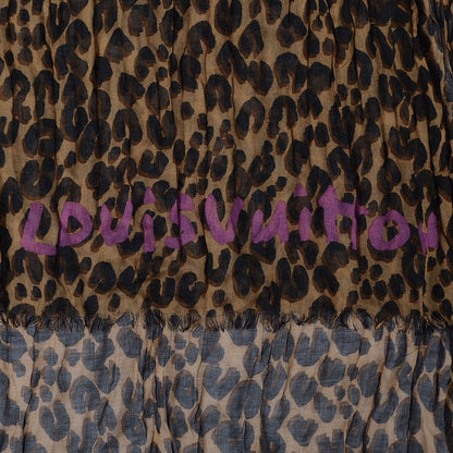 Louis Vuitton Cashmere Silk Leopard Stole Brown 4 of 6