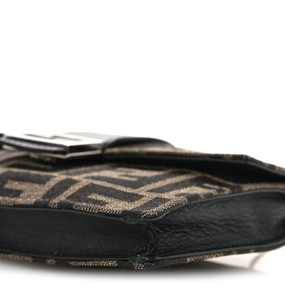 Fendi Recycled Fabric Jacquard Vitello Grace FF 1974 Baguette Belt Pouch Tobacco Moro Black 10 of 12
