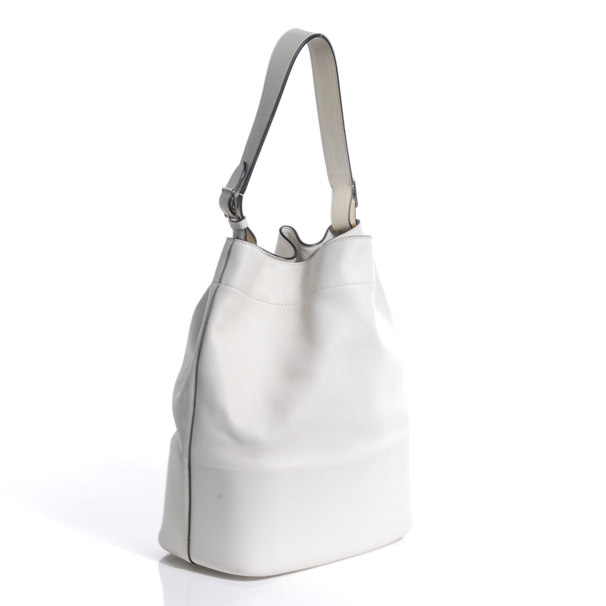 Celine Calfskin Seau Drawstring Tote White 3 of 9