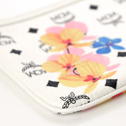 MCM Visetos Anya Essential Floral Print Shopper Tote Pouch White 7 of 8