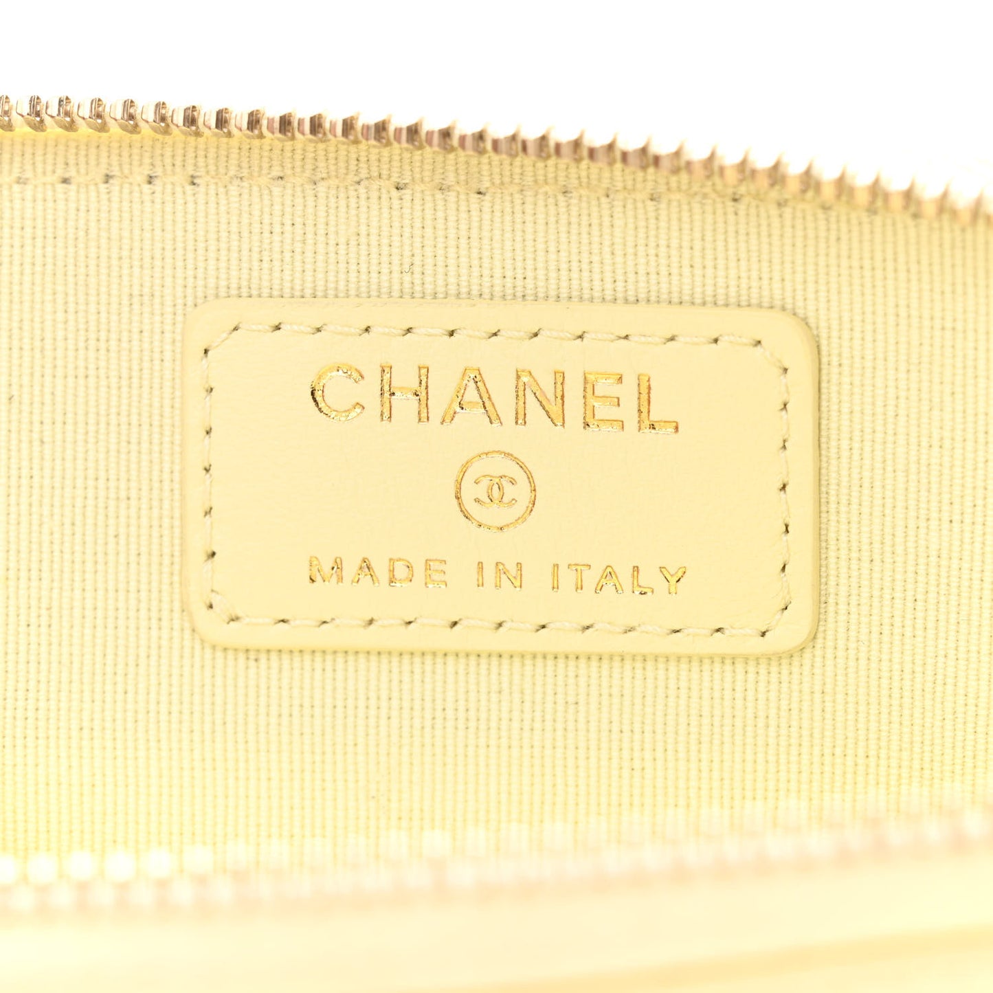 Caviar Quilted Zip Card Holder Wallet Light Yellow