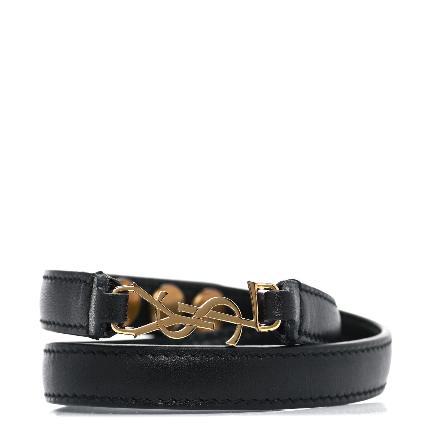 Calfskin Adjustable Double Wrap Bracelet Black