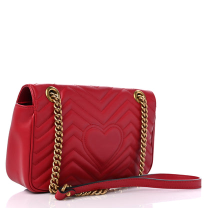 Gucci Calfskin Matelasse Small GG Marmont Shoulder Bag Hibiscus Red 3 of 10