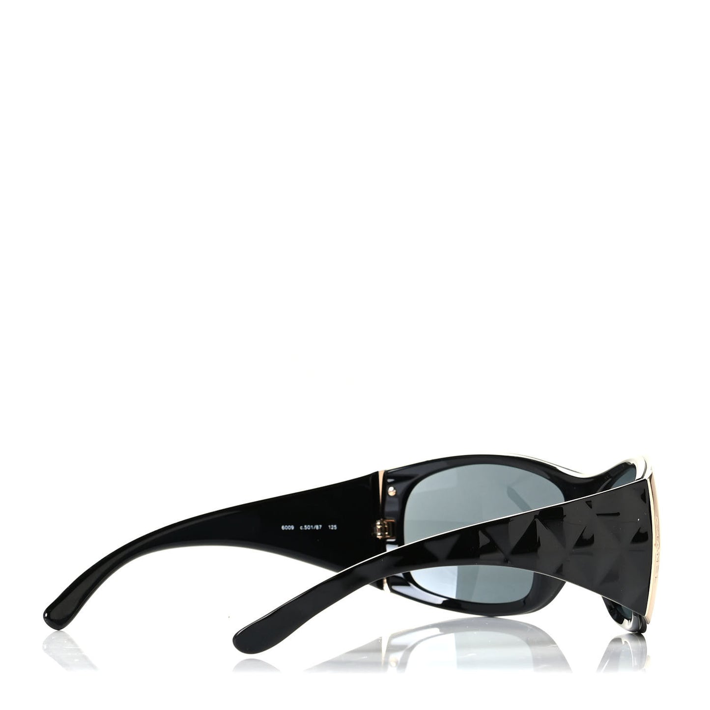 Acetate Quilted CC Shield Sunglasses 6009 Black