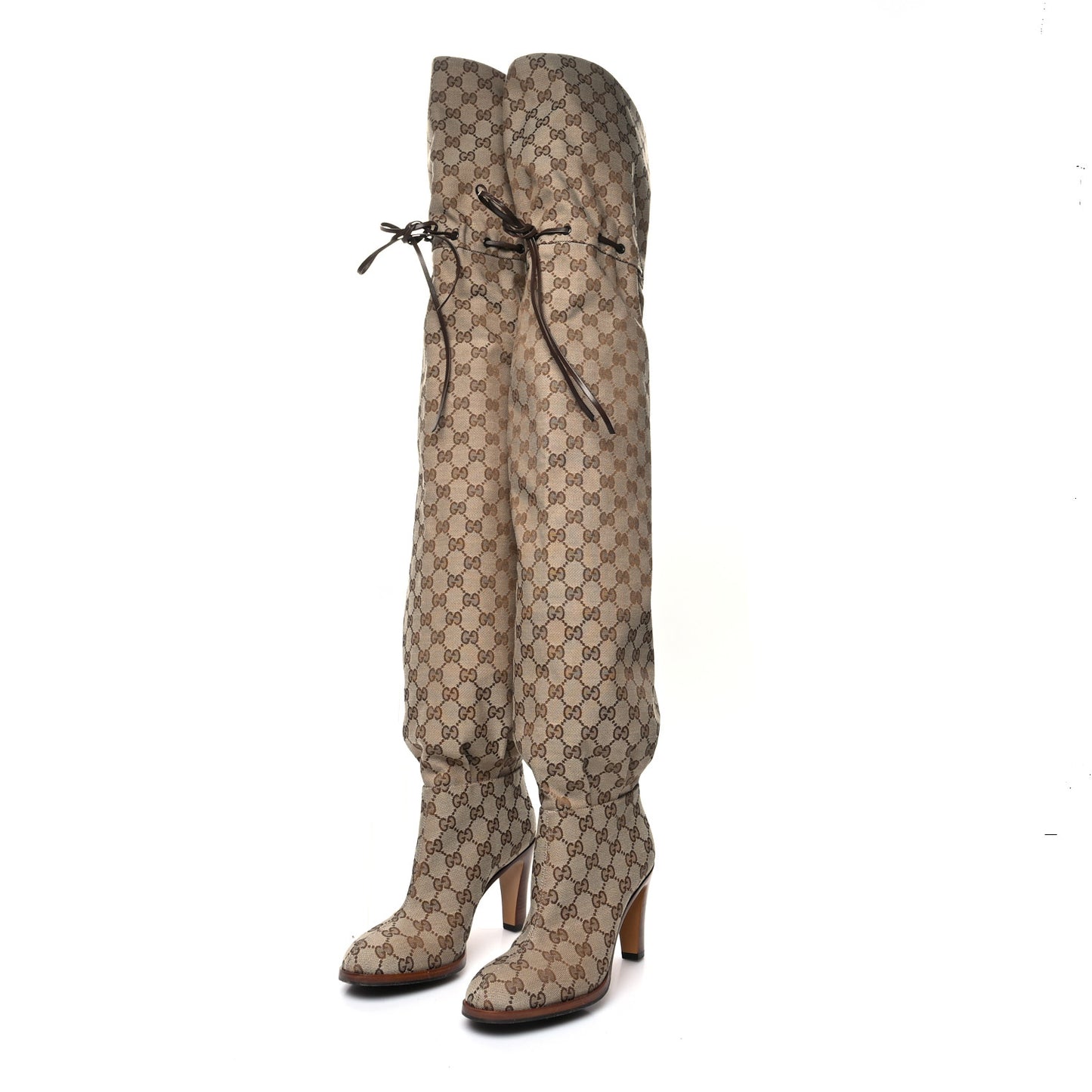 Monogram Over the Knee Boots 37 Beige Ebony