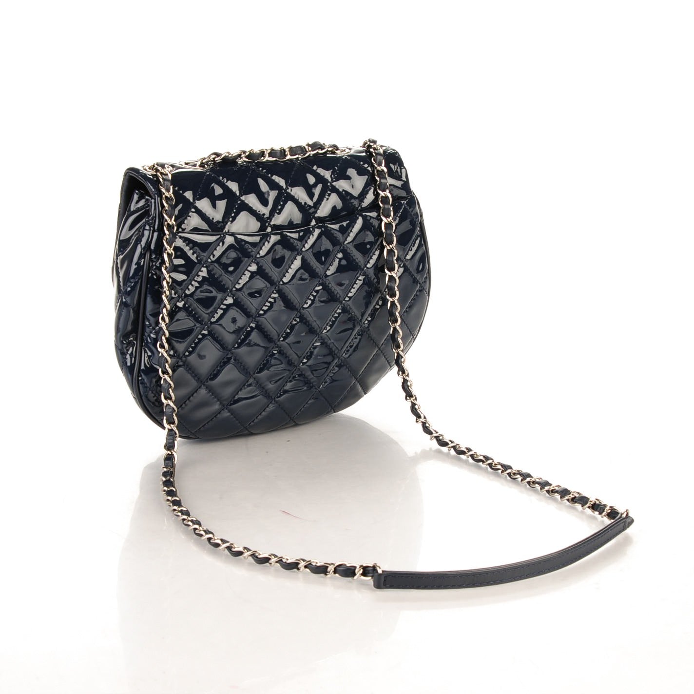 Chanel Patent Calfskin Quilted Medium Bubble CC Flap Dark Navy 3 of 7