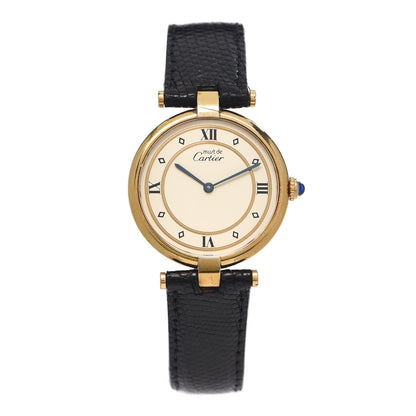 Cartier Sterling Silver Vermeil Lizard 30mm Must De 21 Quartz Watch 1 of 5