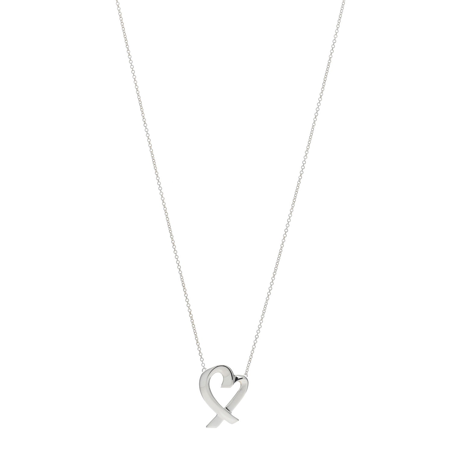 Tiffany Sterling Silver Paloma Picasso Loving Heart Pendant Necklace 1 of 5