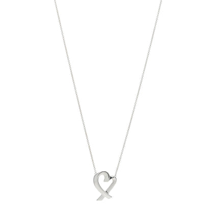 Tiffany Sterling Silver Paloma Picasso Loving Heart Pendant Necklace 1 of 5