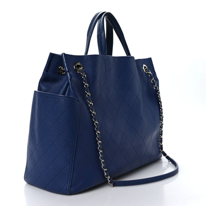 Chanel Grained Calfskin CC Pocket Tote Navy Blue 3 of 11