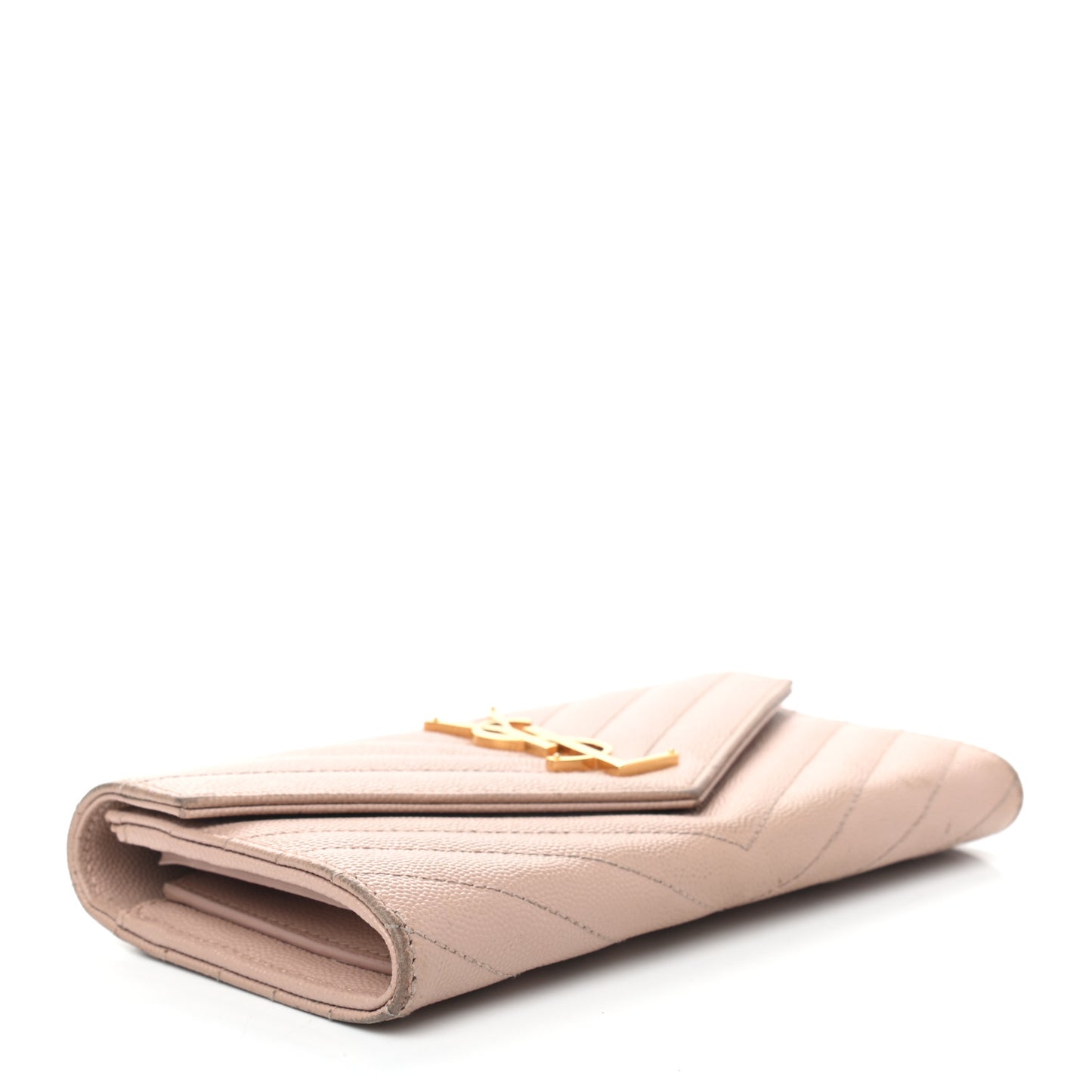 Grain De Poudre Matelasse Chevron Monogram Flap Wallet Pale Pink