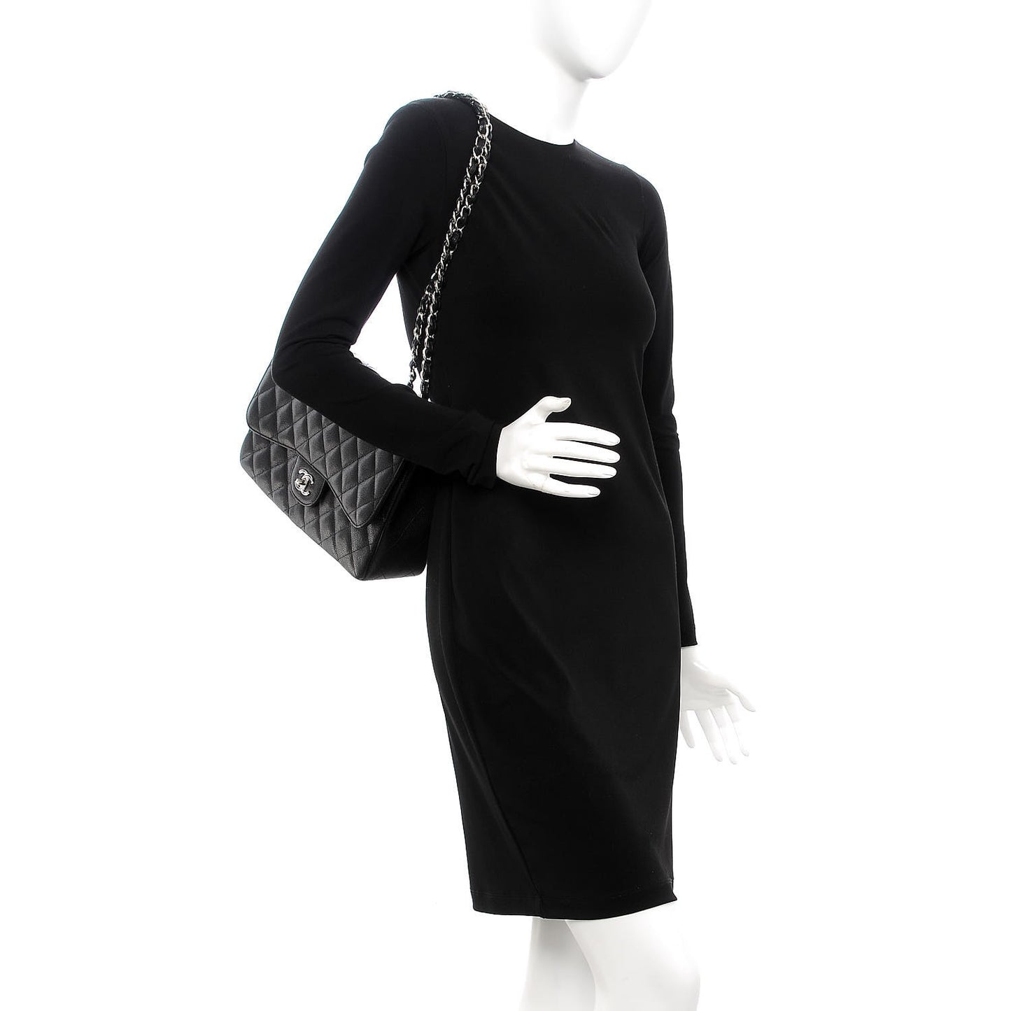 Caviar Quilted Jumbo Single Flap Black