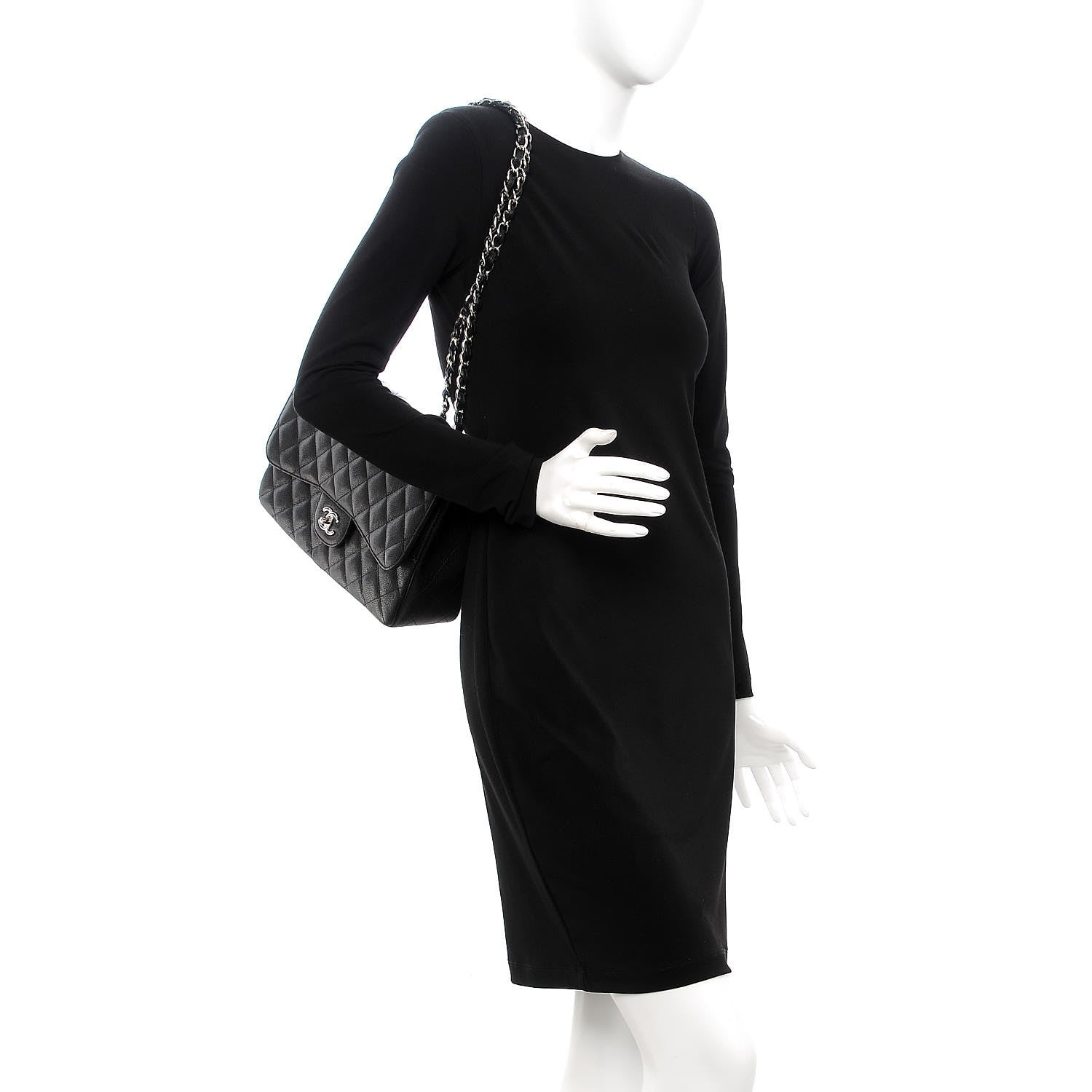 Chanel Caviar Quilted Jumbo Single Flap Black 3 of 9