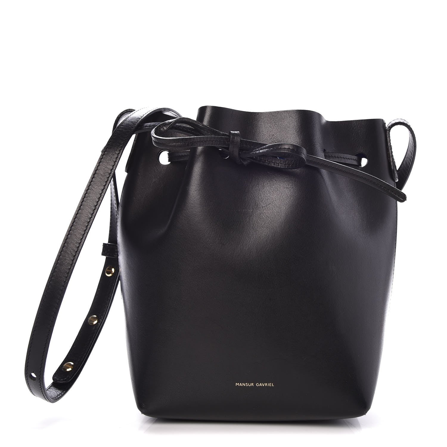 Mansur Gavriel Calfskin Mini Bucket Bag Black Royal 1 of 9