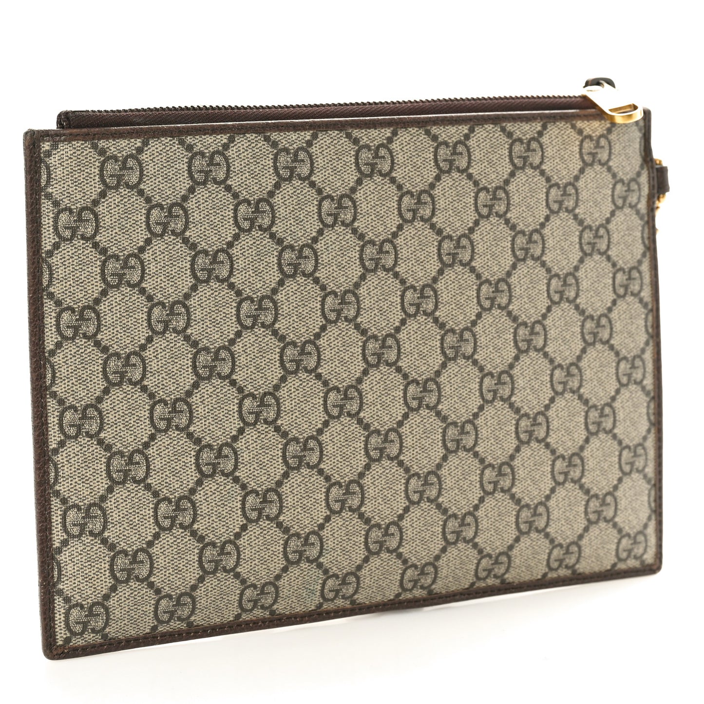 GG Supreme Monogram Web Ophidia Wristlet Pouch Brown