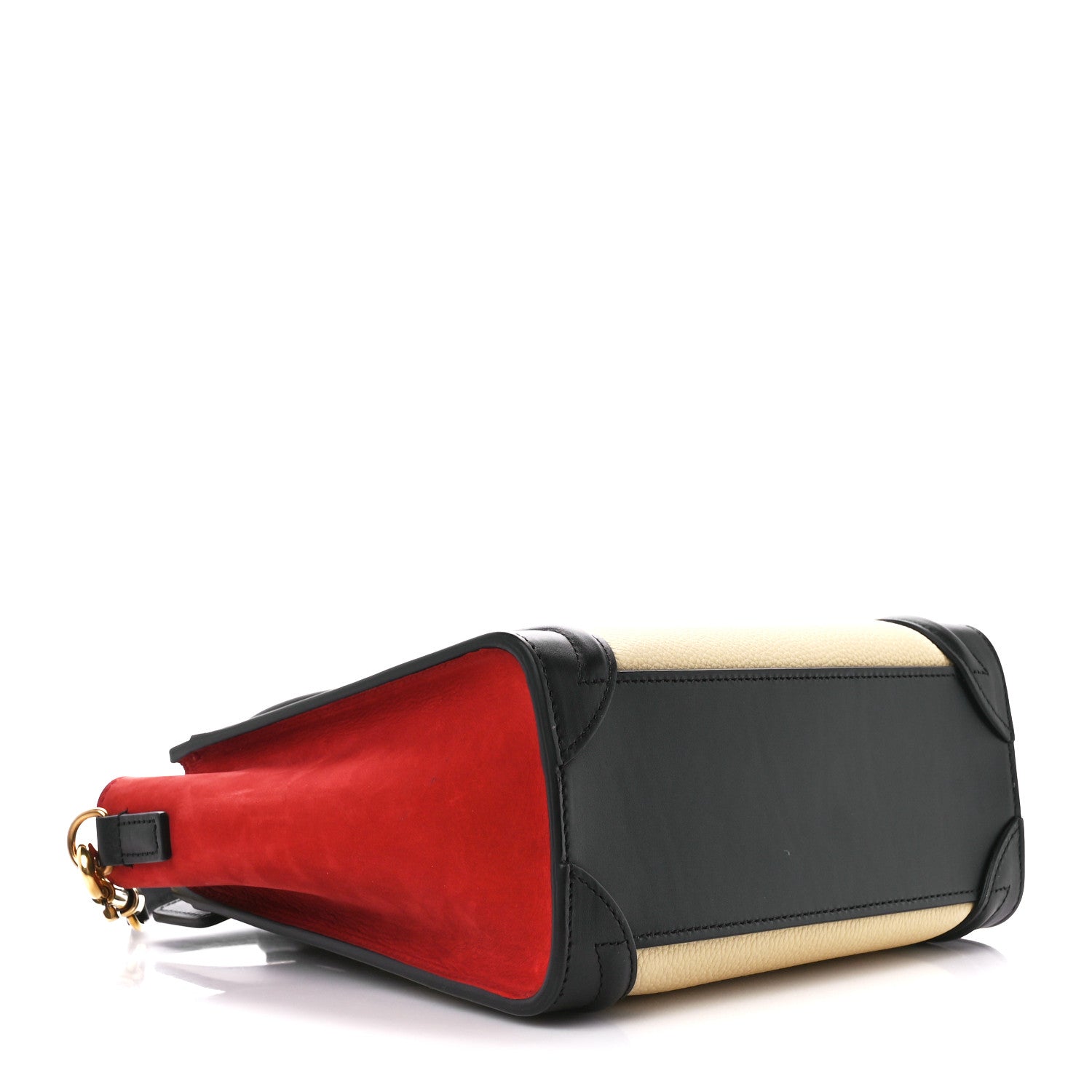 Celine Drummed Calfskin Nubuck Nano Tri-Color Luggage Ruby 4 of 10