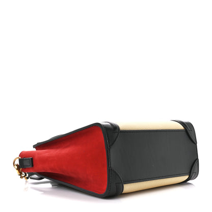 Celine Drummed Calfskin Nubuck Nano Tri-Color Luggage Ruby 4 of 10
