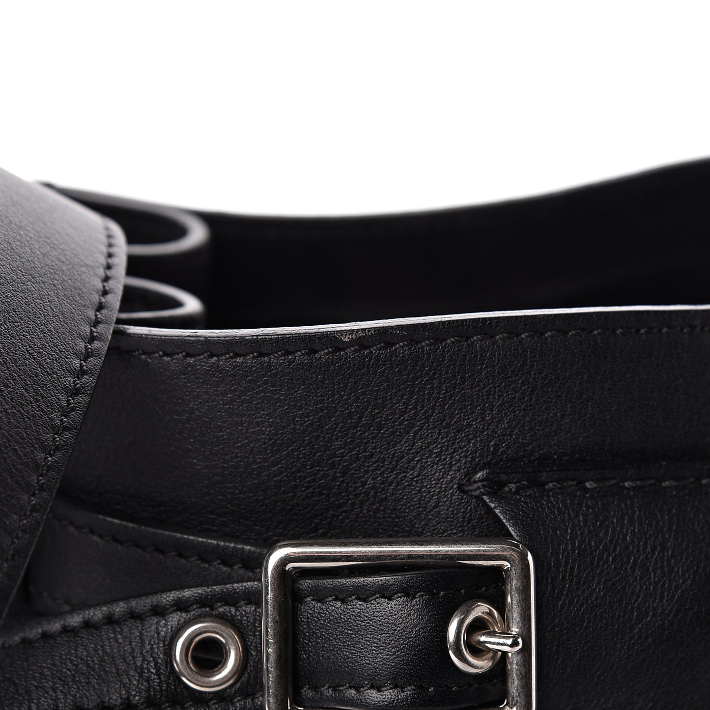 Smooth Calfskin Long Strap Big Bucket Bag Black