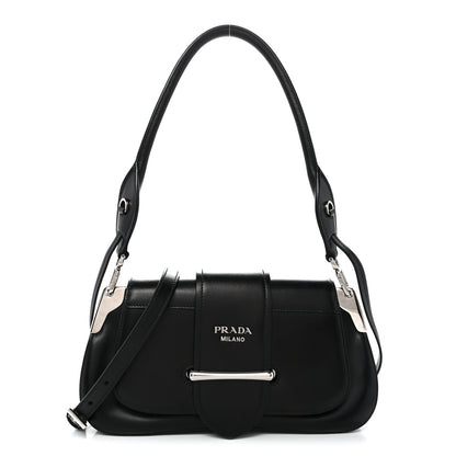 Prada City Calfskin Saffiano Sidonie Shoulder Bag Black 1 of 10