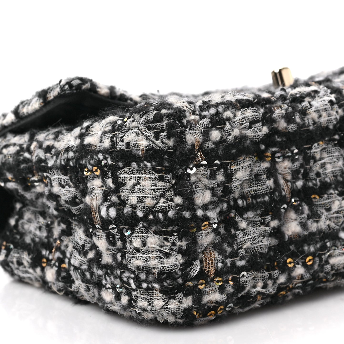 Glittered Tweed Quilted Mini Rectangular Flap Navy Blue