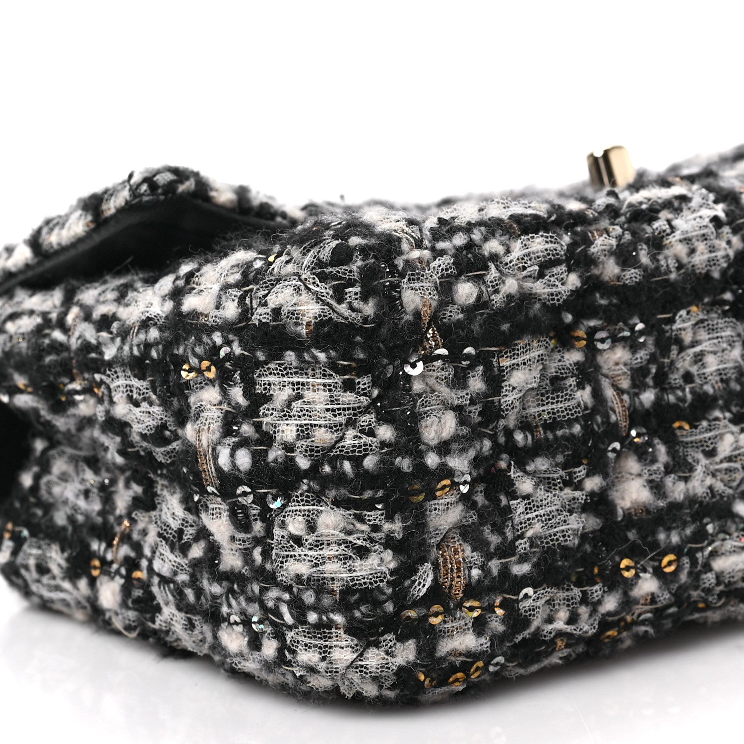 Chanel Glittered Tweed Quilted Mini Rectangular Flap Navy Blue 9 of 9