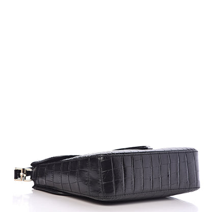 Givenchy Calfskin Crocodile Embossed Small Nobile Shoulder Bag Black 4 of 13