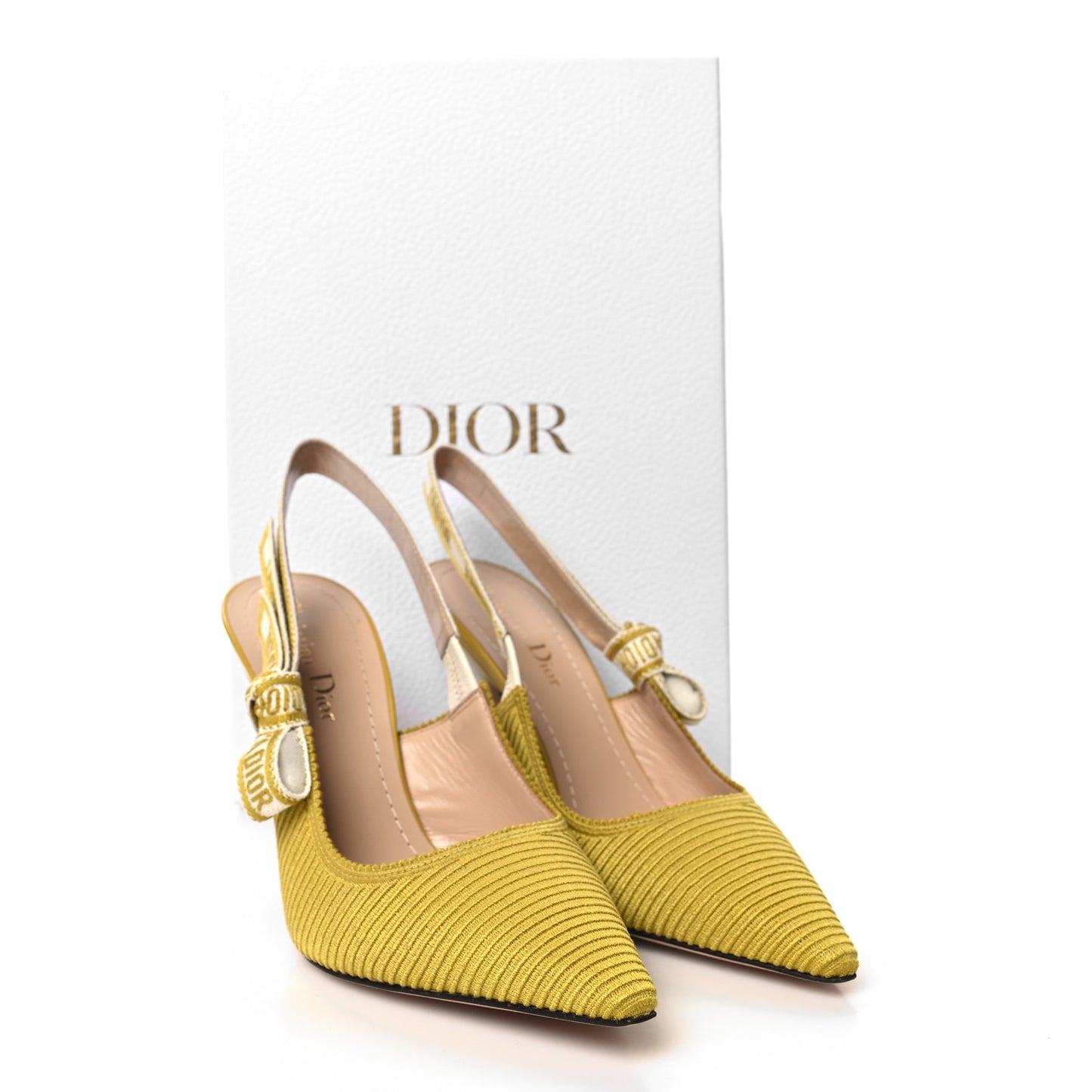Technical Canvas Ribbon J'Adior Slingback 100mm Pumps 36.5 Dark Saffron