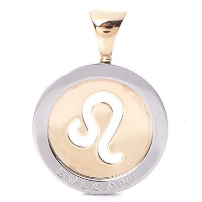 Bulgari 18K Yellow Gold Stainless Steel Tondo Leo Zodiac Pendant 1 of 4