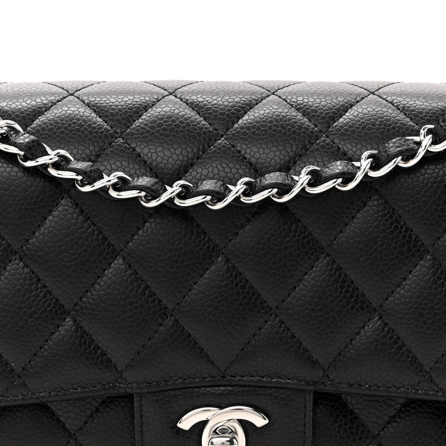 Caviar Quilted Medium Double Flap Black